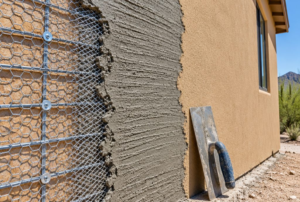 New three-coat stucco installation in Phoenix
